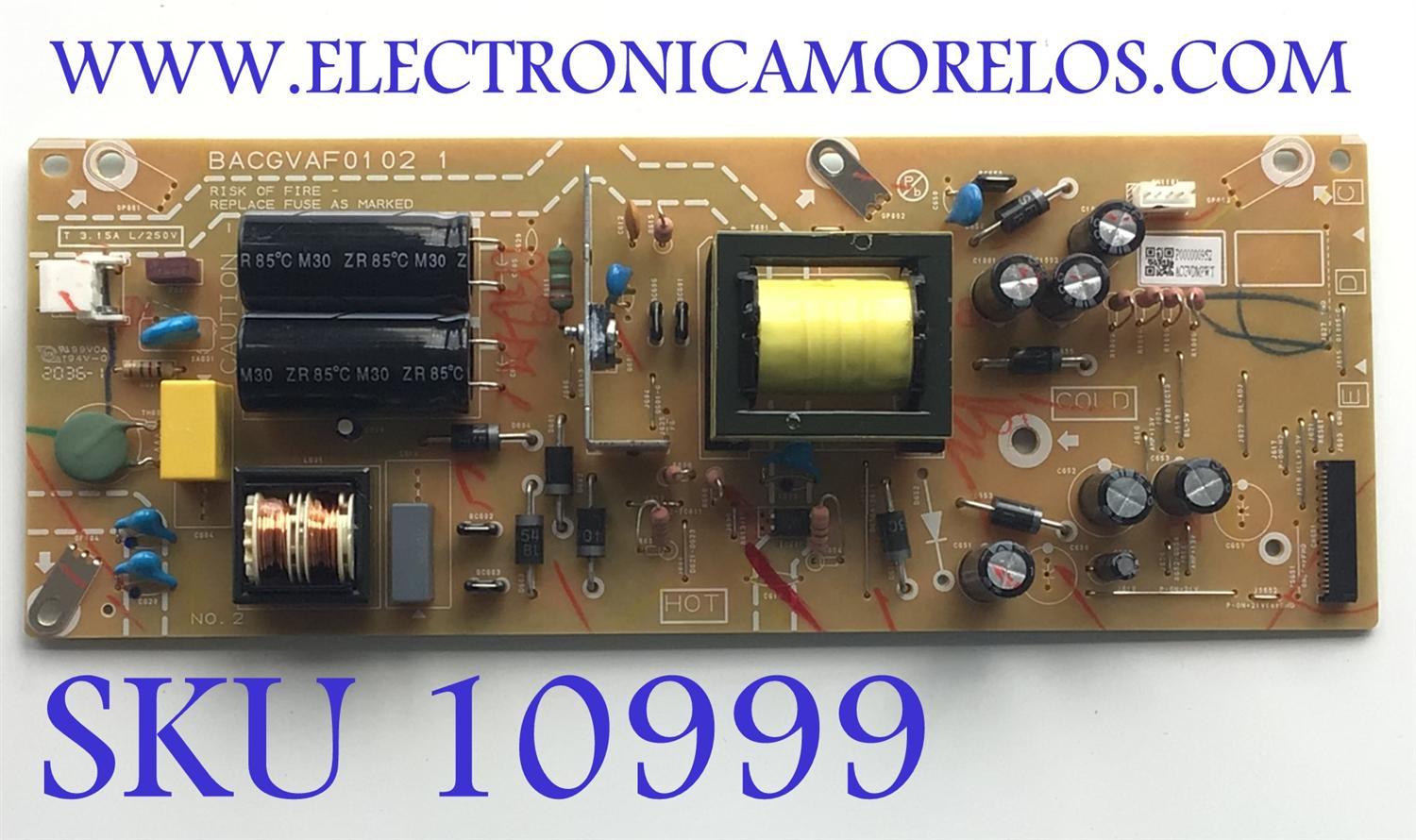 FUENTE PARA TV PHILIPS / NUMERO DE PARTE ACGVDMPWT / BACGVAF0102 1  / NUMERO DE PANEL BOEI430WQ1 / MODELO 43PFL5704/F7 A